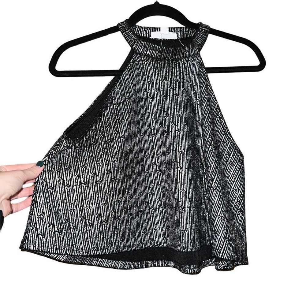 STELLA LUCE Silver And Black Blouse Size Large - Picture 3 of 4
